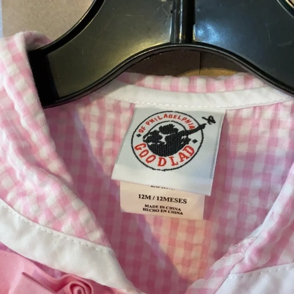 Good Lad Pink Gingham Seersucker Sailor Dress Baby Girls 12M
